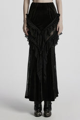 Black Ruffle Stitching Lace Women's Gothic Fishtail Skirt